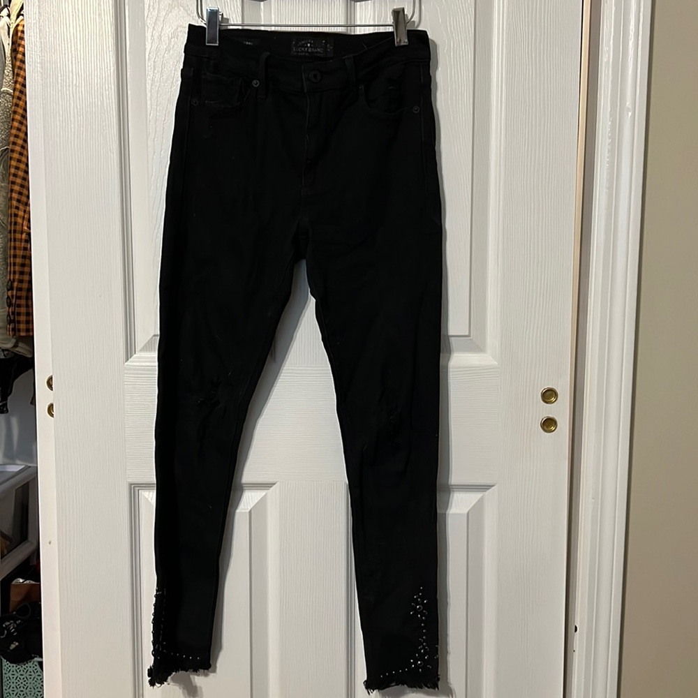 Lucky Brand black jeans with beaded design